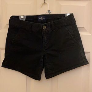 Black American Eagle Low Rise Midi Stretch Shorts